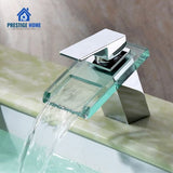 Widespread Waterfall Bathroom Sink Faucet with Glass Spout