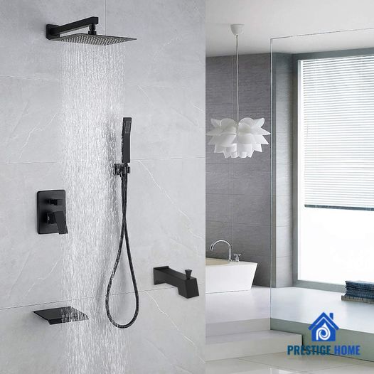 Matte Black 8 Inches Three Function Shower Set