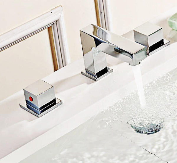 Double handle bathroom faucet