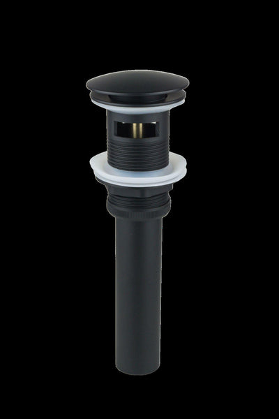 Matte Black Bathroom Sink Drain Pop up Stopper With Over-Flow Hole - www.prestigehome.ca