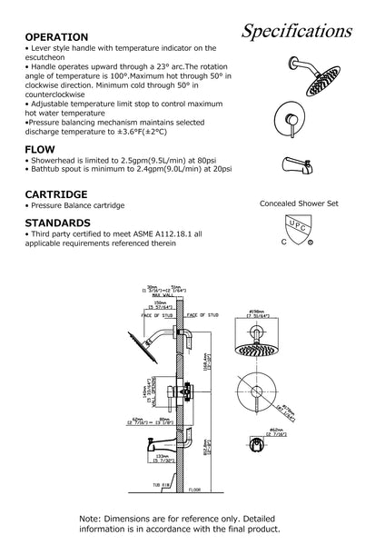 Chrome 8 Inches Round Single Function Shower Set