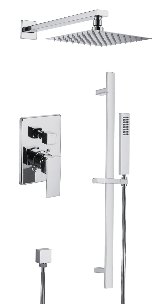 Chrome 8 Inches Square Two Function Shower Set