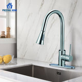 Chrome Single Hole Kitchen Faucet With Sprayer