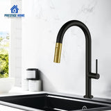 Matte Black and Brush Gold Luxury Kitchen Faucet with pull out Spout