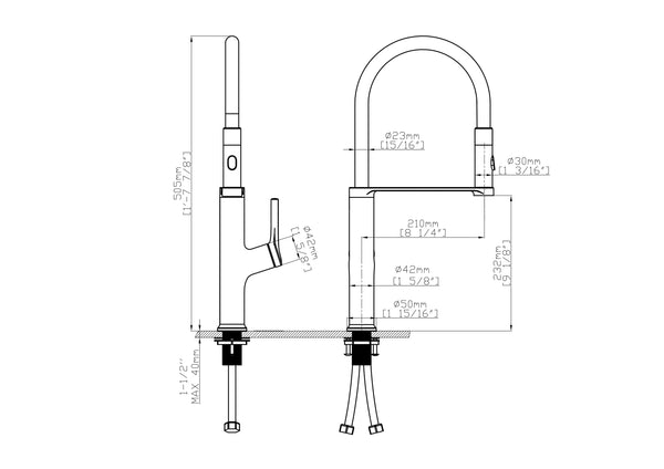 Stylish Kitchen Faucet with Black tube and Sprayer