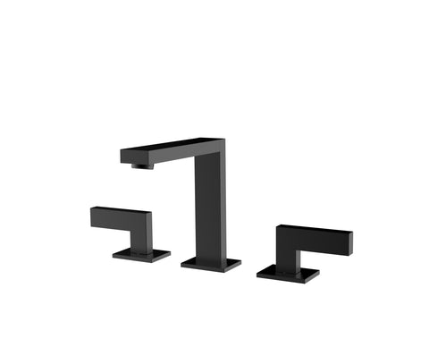 Matte Black Double Handle Widespread Bathroom Faucet