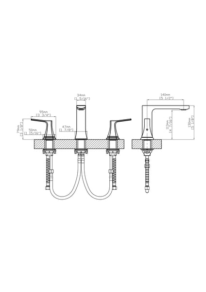 Luxury Brush Gold Double Handle Bathroom Faucet