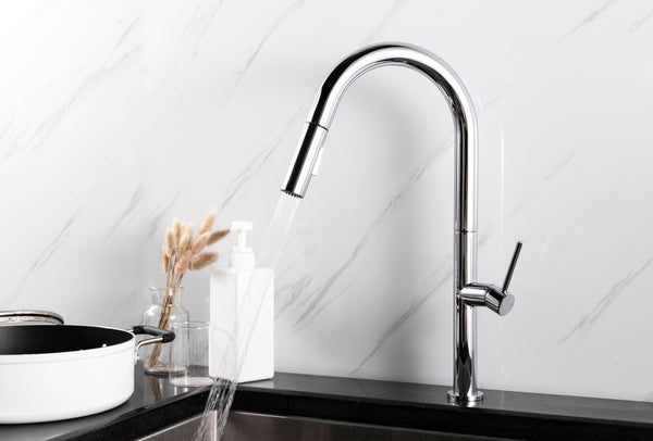 Stylish Chrome Kitchen Faucet with Pull Out Sprayer