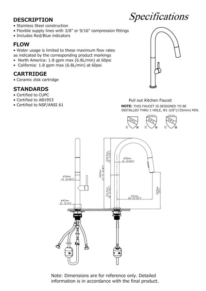 Stylish Brush Gold Kitchen Faucet with Pull Out Sprayer
