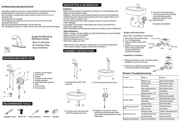 Touchless Bathroom Faucet with  Automatic Sensor - www.prestigehome.ca