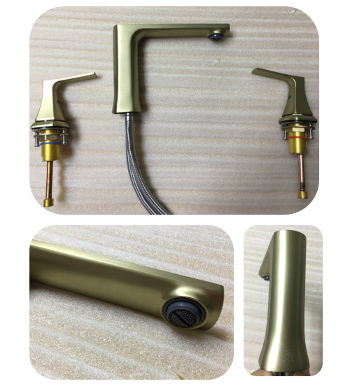 Luxury Brush Gold Double Handle Bathroom Faucet