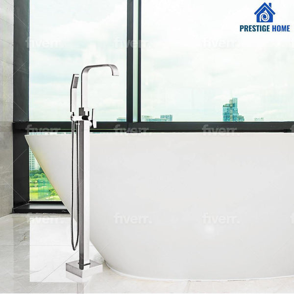 Chrome Free Standing Bathtub Faucet - www.prestigehome.ca